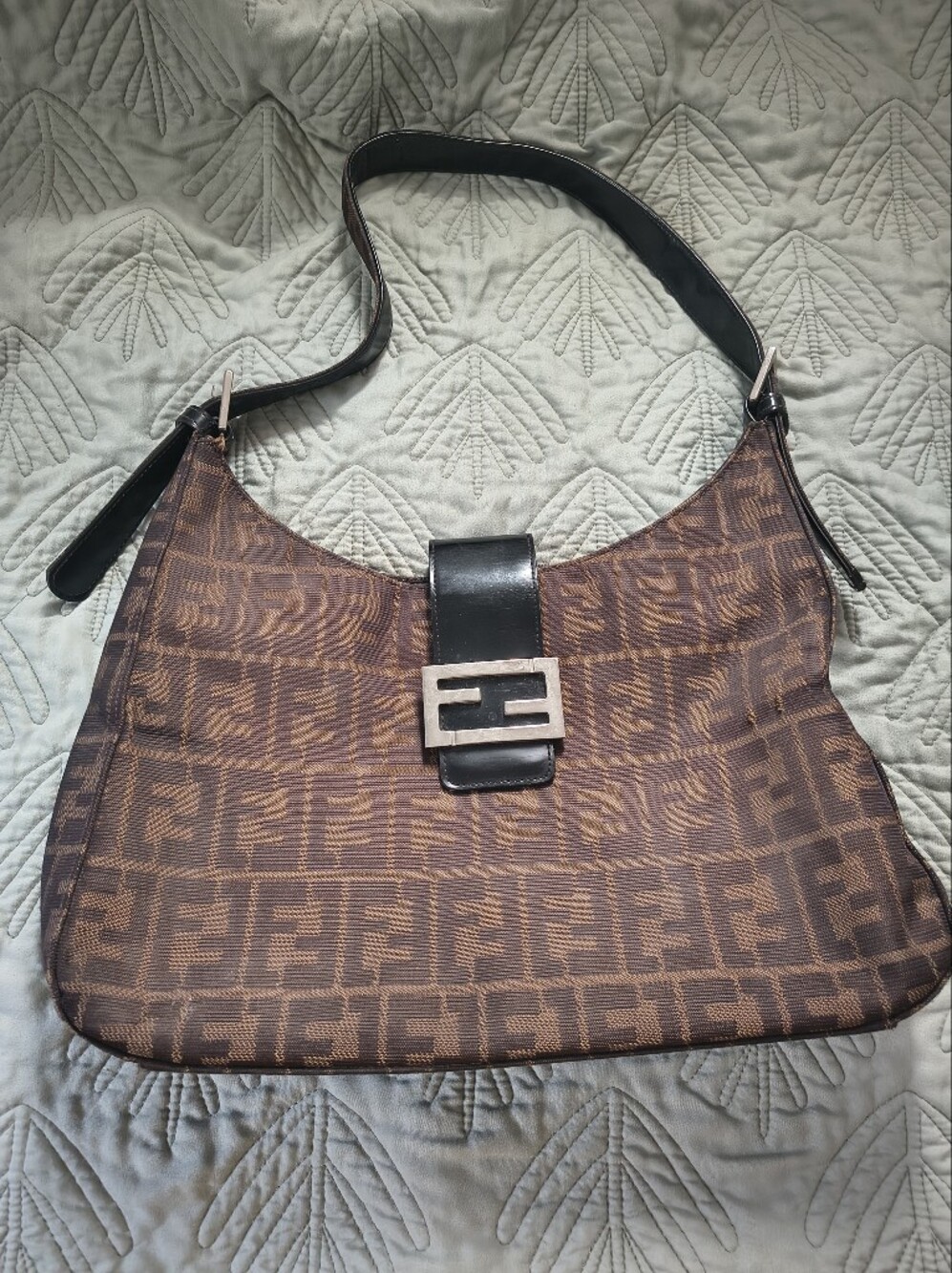 Fendi Zucca-Pattern Brown Shoulder Bag